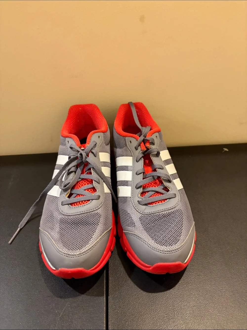 adidas Gray and Red Men's Athletic Sneakers with White Stripes
